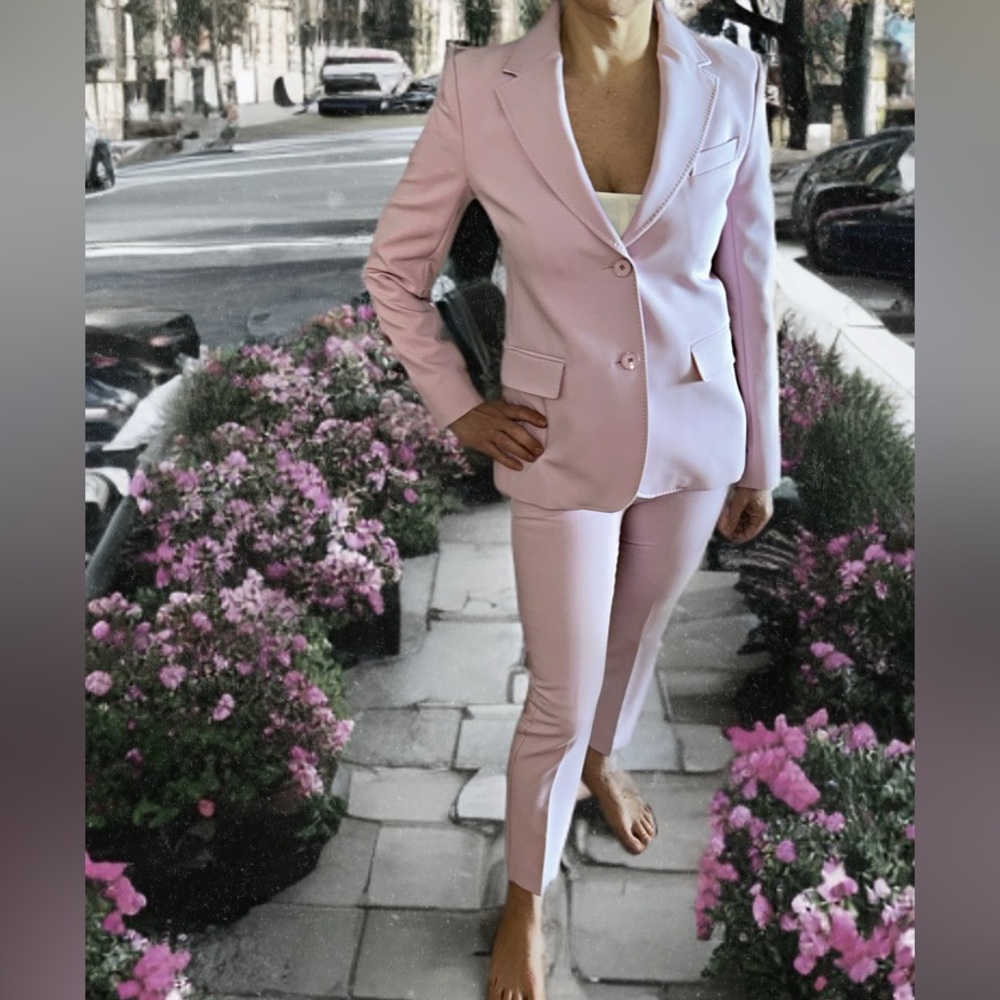 MaxMara Weekend Pink High Waisted Cigarette Stretch Suit Set